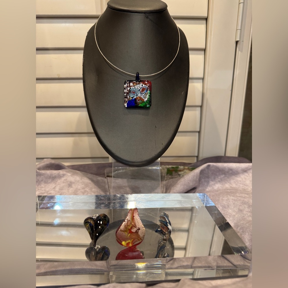 Elegant Multicolor Murano Pendant Necklace set ‎ 4 pendants